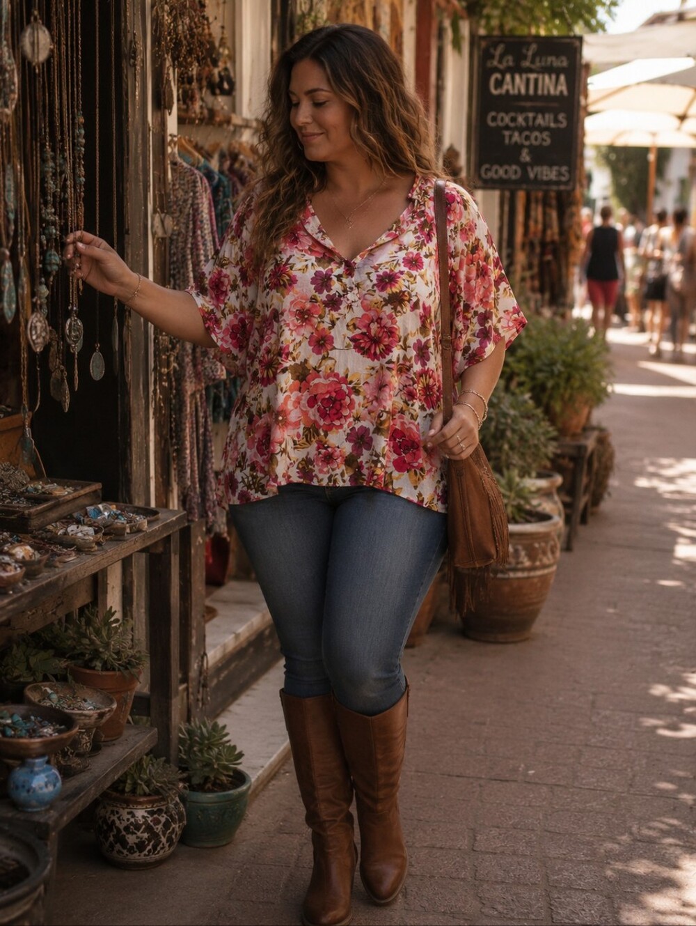 fig and flower Pink Floral V-Neck Flutter Sleeve Top